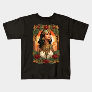 Cleopatra Queen of Egypt retro vintage floral design Kids T-Shirt